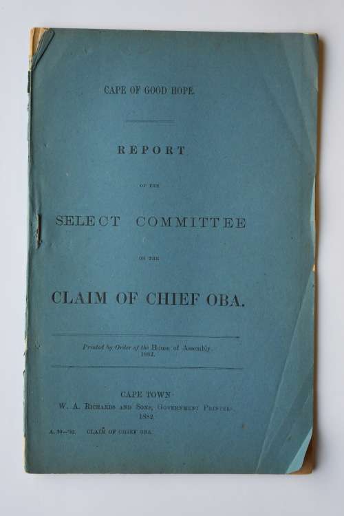Report of the Select Committee on the Claim of Chief Oba.