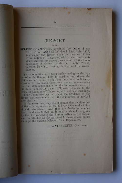 Report of the Select Committee Appointed to Consider and Report on the Surveyors Diagrams.