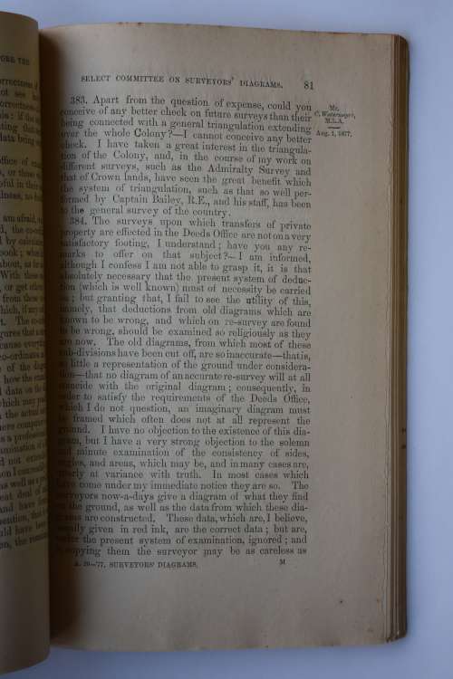 Report of the Select Committee Appointed to Consider and Report on the Surveyors Diagrams.