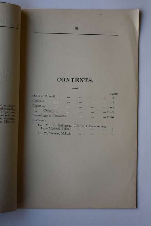 Report of the Select Committee on the Trespass Act.
