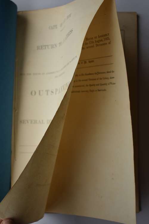 ...17th August, 1865, for a Return of all Outspannings in the Several Divisions of the Colony etc