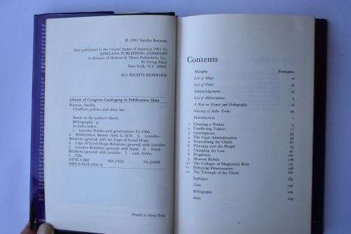 S.B. Burman: Chiefdom Politics And Alien Law: Basutoland under Cape Rule, 1871-1884. New York, 1981.