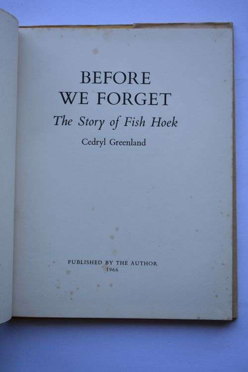 Cedryl Greenland: Before We Forget. Cape Town, 1966.