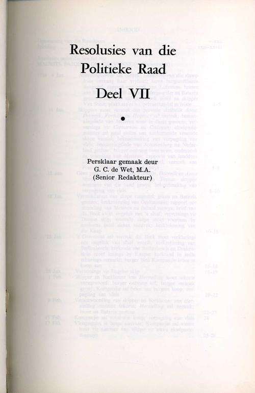 Resolusies van die Politieke Raad - Deel VIII - 1729-1734 - G.C. de Wet