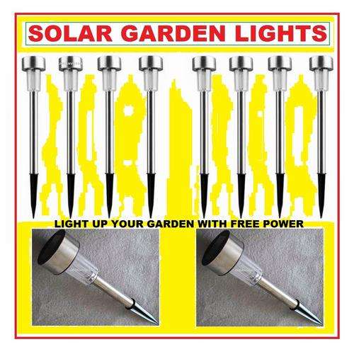 SOLAR GARDEN LIGHTS STAINLESS STEEL---SET OF 4