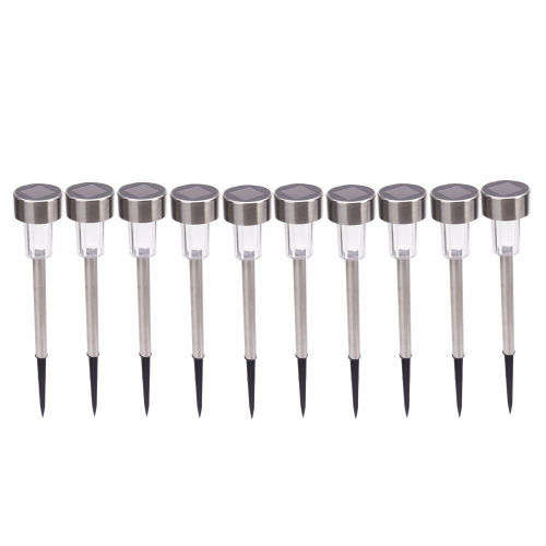 10Pcs Outdoor Garden Stainless Steel LED Solar Landscape Path Lights Yard Lamp