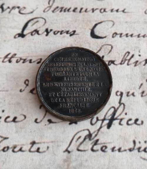 1848 France Revolution Medal Beautiful detail