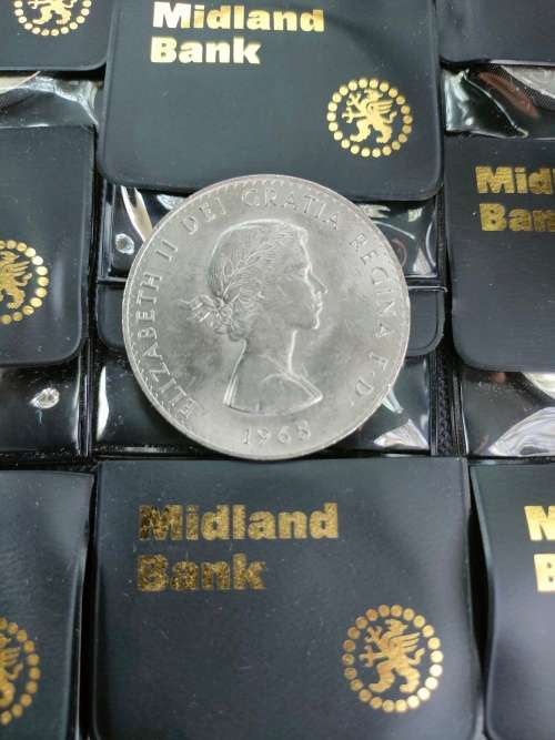 UNC 1965 Winston Churchill Crown in Midland Bank flip(10 avalible bid per coin to take all)