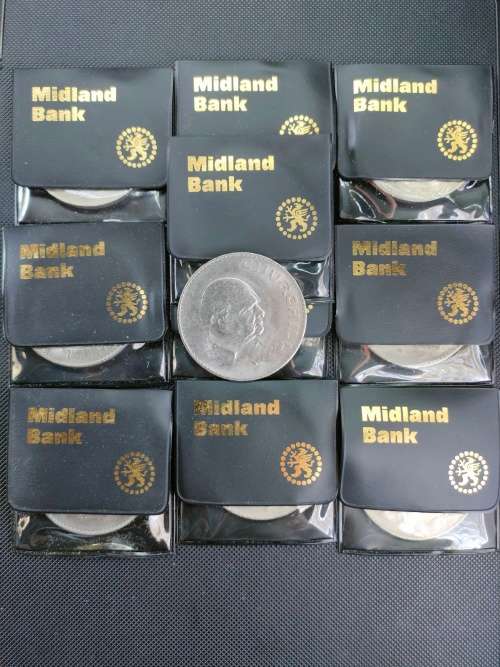 UNC 1965 Winston Churchill Crown in Midland Bank flip(10 avalible bid per coin to take all)