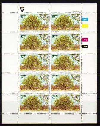 VENDA - INDIGENOUS TREES 1983 - SET OF 4 FULL SHEETS OF 25 MNH STAMPS EACH