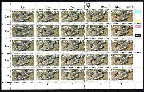VENDA - FULL SHEET OF 25 x 50 CENT UM STAMPS EACH - 2nd DEFINITIVE REPRINTS - CYLINDER 1002
