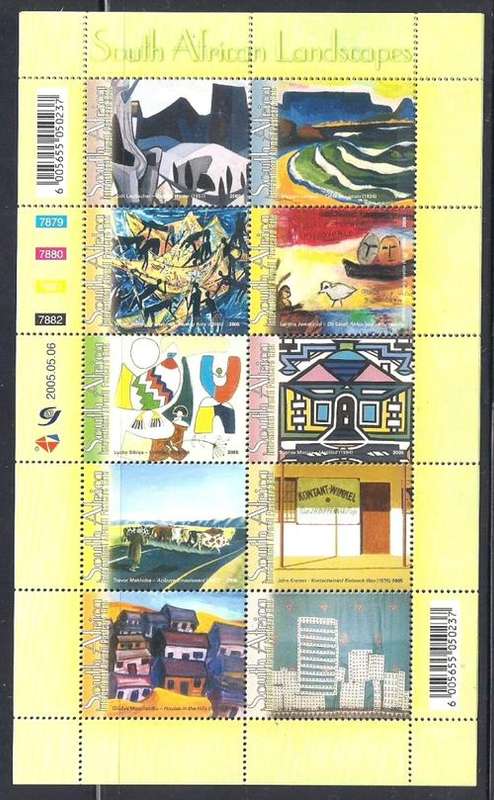 RSA - LANDSCAPES 2005 - SHEET OF 10 CTO STAMPS