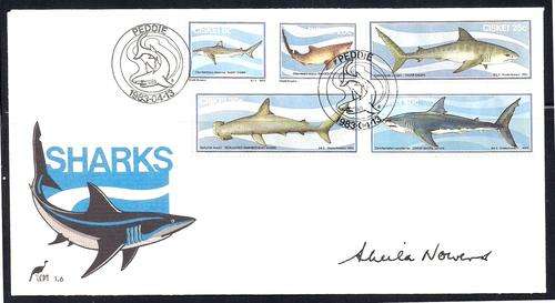 CISKEI - COVER SIGNED BY THE ARTIST - SHEILA NOWERS - SHARKS (1983)