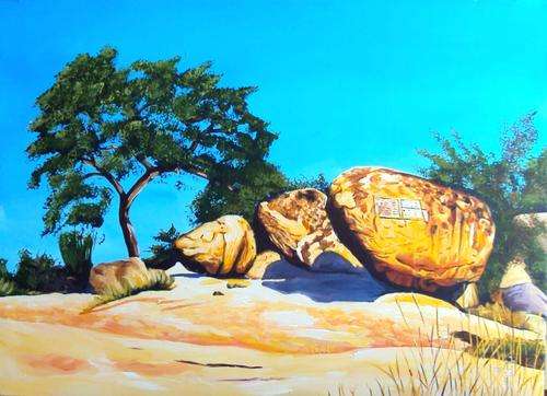 "KRUGER TABLETS" (KRUGER NATIONAL PARK) - OIL & ACRYLICS ON CANVAS   (880 x 640)