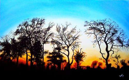"SATARA SUNRISE" Kruger National Park- OIL & ACRYLICS ON STRETCHED CANVAS