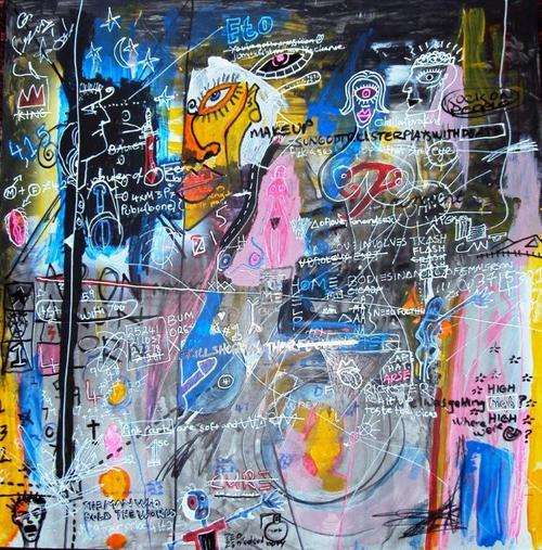 BLACK TAZZIE - A Spencer Whittle original.  Acrylics on Hardboard.  (610mm x 605mm)