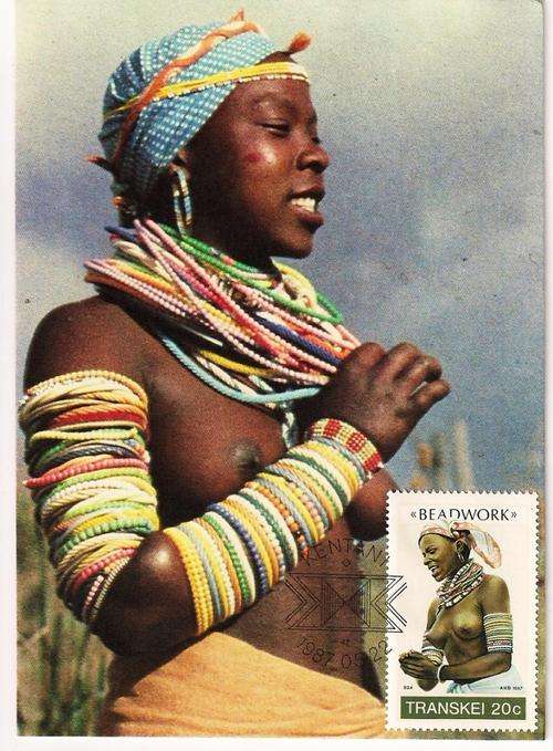 THEMATICS - BEADWORK - SET OF 4 TRANSKEI MAXICARDS (1987)