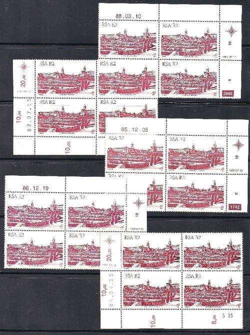 RSA 4th DEFINITIVES - R2.00 CONTROL BLOCKS - CYLINDER S35 - 15.07.82