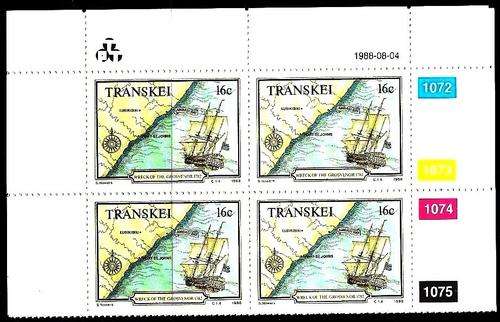 THEMATICS (SAILING SHIPS) - SET OF SUPERB UM CONTROLS - THE GROSVENOR - TRANSKEI 1988