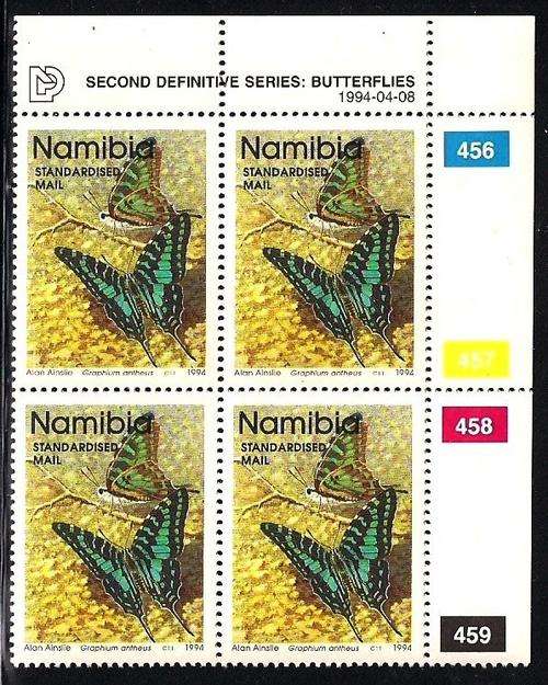 THEMATICS (INSECTS / BUTTERFLIES) - FINE UM COMTROL BLOCK - 2nd DEFINITIVES - NAMIBIA 1994