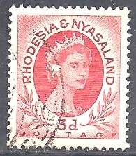 RHODESIA & NYASALAND - QE II 1954 DEFINITIVES - 3d POSTALLY USED