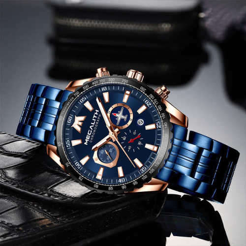 2020 MEGALITH Chronograph Multi Dial Working Powerful Waterproof Luxury Mens Watch