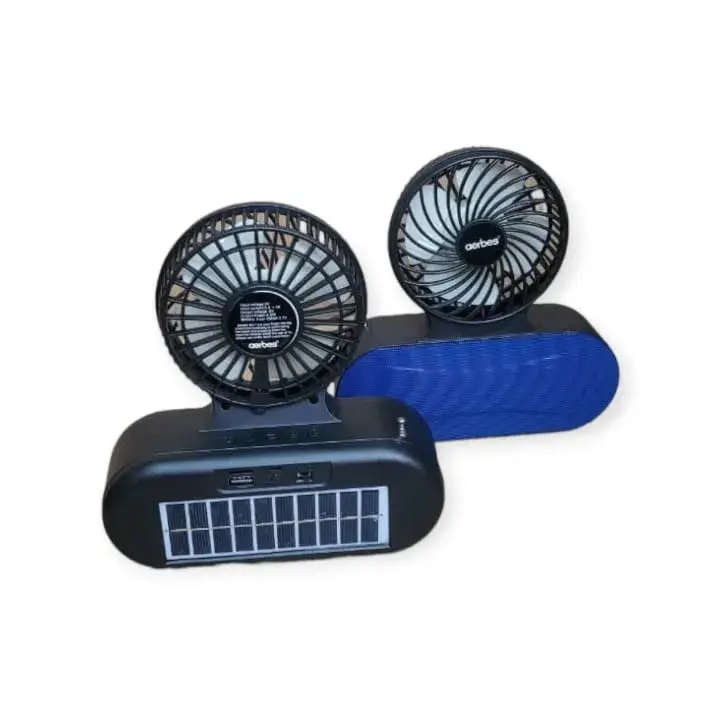 Aerbes Solar Powered Bluetooth Speaker Flashlight With Mini Fan