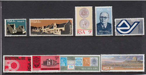 RSA: UNMINTED MINT COMMEMORATIVE ISSUES 1974 COMPLETE - 7 ISSUES 9 STAMPS