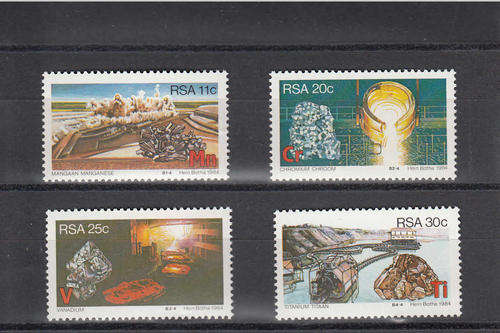 RSA: SACC 563-566: STRATEGIC MINERALS - UNMOUNTED MINT SET OF 4 STAMPS