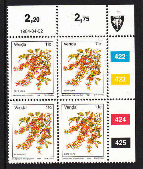 VENDA SACC 91: FLOWERS DEFINITIVE 11c NEW VALUE DATED 2.4.1984. U/MINT (**)