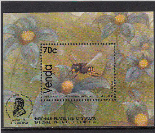 VENDA SACC 239a: BEES - FOUNDATION MINIATURE SHEET. U/MINT (**)