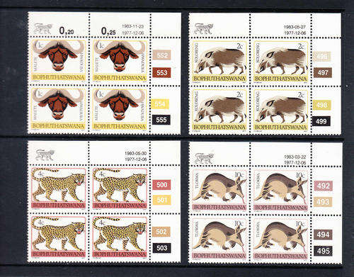 BOP. SACC 5a,6a,8a,14a: 1ST DEFINITIVE CONTROLS - REPRINTS OF 1c,2c,4c,10c. U/MINT (**)