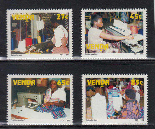 VENDA:  SACC 234-237: 5.3.1992 - INDUSTRIAL PRODUCTION. CLOTHING FACTORY SET OF 4. U/MINT (**)