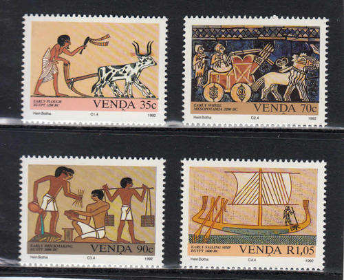 VENDA:  SACC 242-245: 13.8.1992 - INVENTIONS (2ND SERIES) SET OF 4. U/MINT (**)