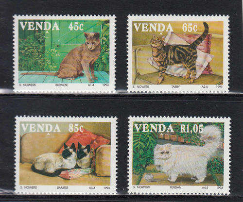 VENDA:  SACC 250-253: 19.5.1993 - DOMESTIC CATS SET OF 4. U/MINT (**)