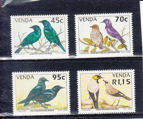 VENDA:  SACC 276-279: 29.4.1994 - STARLINGS SET OF 4. U/MINT (**)