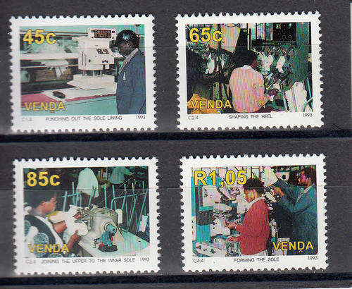 VENDA:  SACC 259-262: 17.9.1993 - SHOE FACTORY SET OF 4. U/MINT (**)