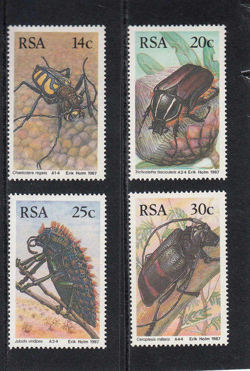 RSA SACC 620-623: 6.3.1987 - SA BEETLES SET OF 4. U/MINT (**)