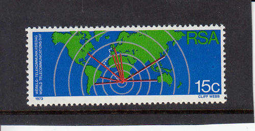 RSA SACC 350: 1.10.1973 - WORLD TELECOMMUNICATIONS DAY (GLOSSY PAPER). U/MINT(**)