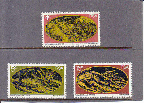 RSA SACC 344-346: 2.6.1973 - BICENTENARY OF WOLRAAD WOLTEMADE RESCUE SET OF 3. U/MINT(**)