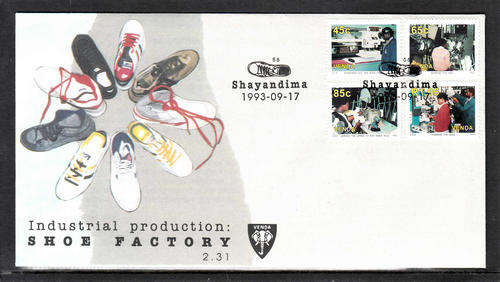 VENDA SACC 259-262: 17.9.1993 - FDC 2.31 - SHOE FACTORY