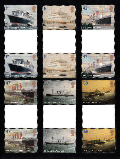 SG 2448-2453: 13.4.2004: OCEAN LINERS SET OF 6 GUTTER PAIRS @ FACE VALUE.U/M(**)