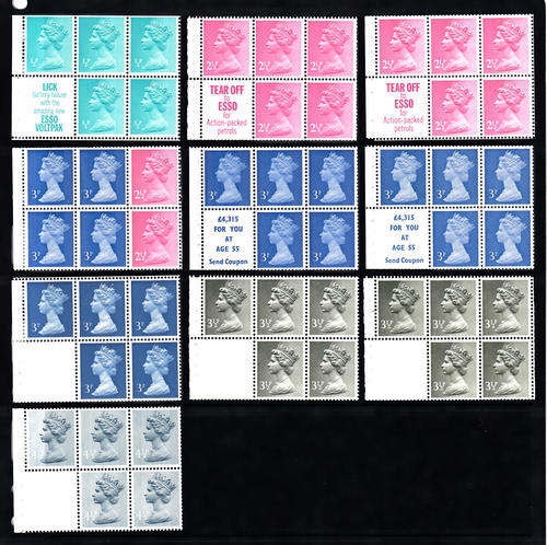 GB: SELECTION OF EARLY DECIMAL QEII BOOKLET PANES. SEE DESCRIPTION. U/MINT(**)