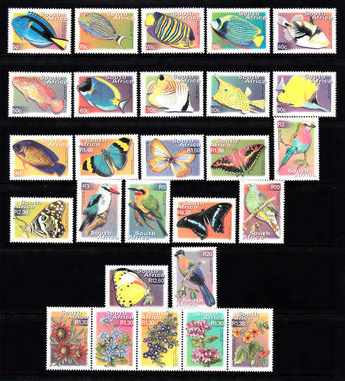 RSA: SACC 1293-1319: 15.11.2000: 7TH DEFINITIVE SERIES SET OF 22 & SETENANT STRIP OF 5. U/MINT(**)