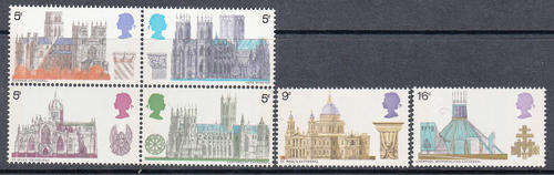 GB SG 796-801: 28.5.1969: BRITISH ARCHITECTURE (CATHEDRALS) SET OF 5. U/MINT (**)