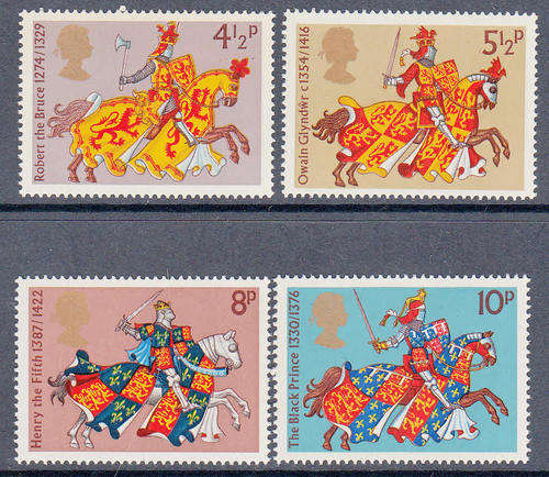 GB SG 958-961: 10.7.1974: MEDIEVAL WARRIORS SET OF 4. U/MINT (**)