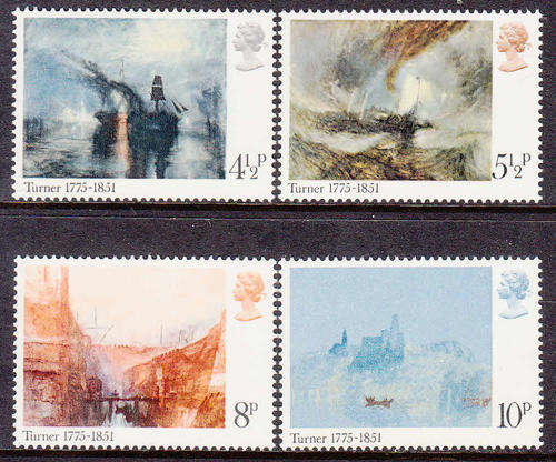 GB SG 971-974: 19.2.1975: BIRTH BICENTENARY OF TURNER (PAINTER) SET OF 4. U/MINT (**)