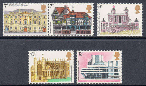 GB SG 975-979: 23.4.1975: EUROPEAN ARCHITECTURAL HERITAGE YEAR SET OF 5. U/MINT (**)