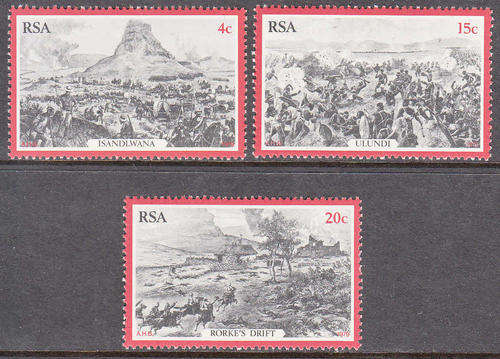 RSA SACC 463-465: 25.5.1979 - CENTENARY OF THE 1879 ZULU WAR SET OF 3. U/MINT (**)