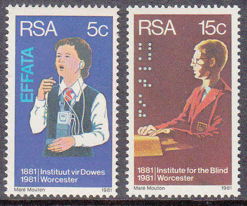 RSA SACC 499-500: 12.6.1981: CENTENARY INSTITUTE FOR DEAF & BLIND SET OF 2. U/MINT (**)